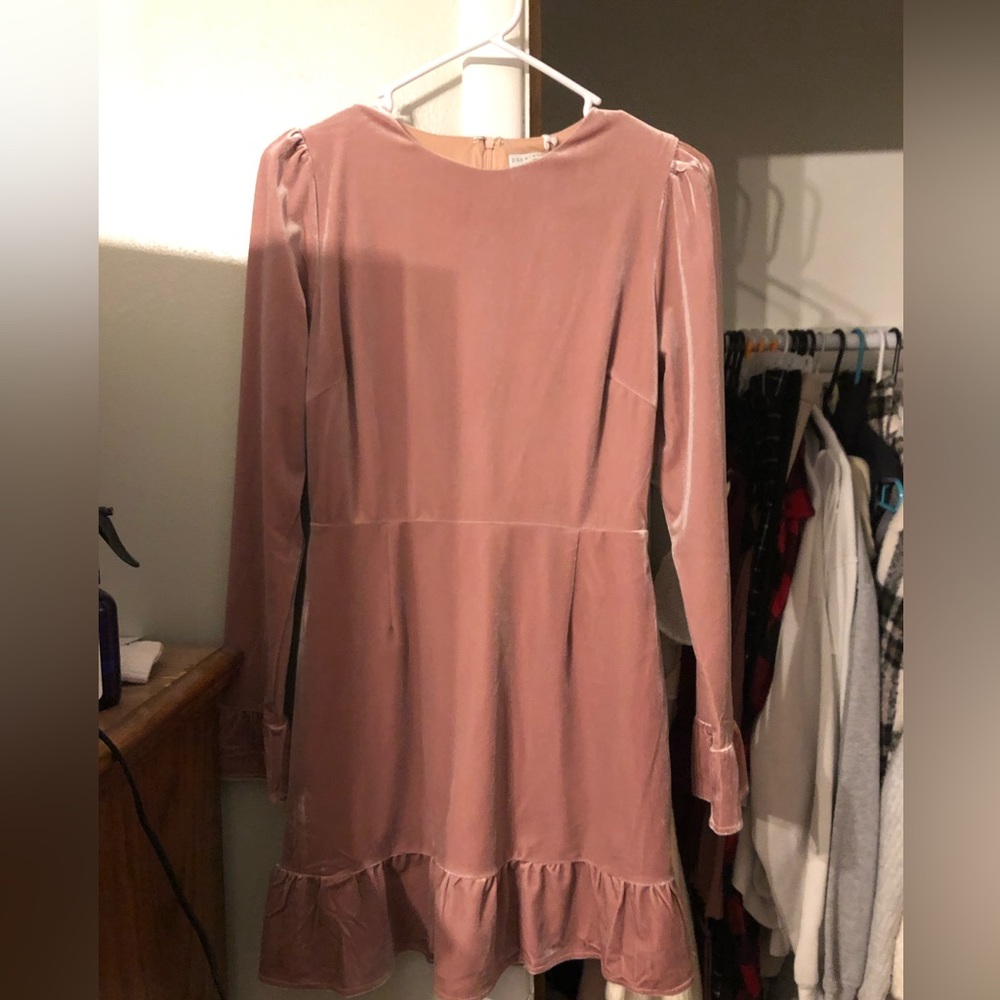 Paper Crane Velvet Pink Dress